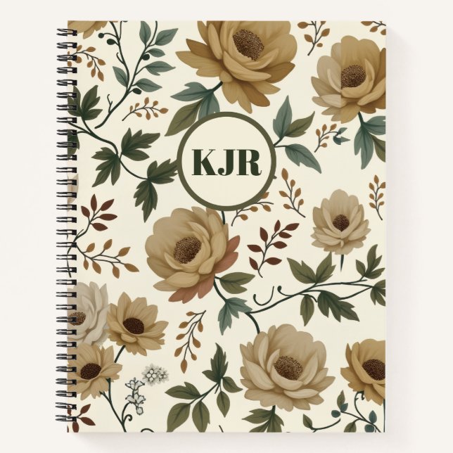 Beige and Ivory Flowers Notizbuch (Vorderseite)