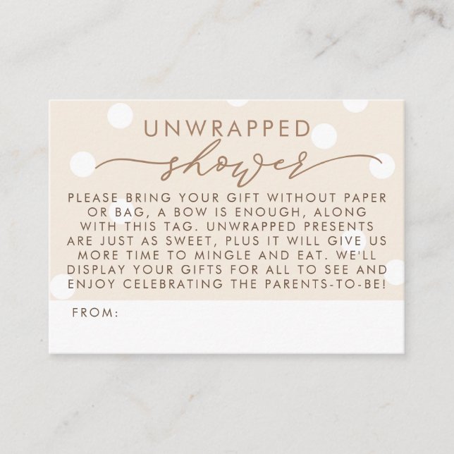 Beige and White Unwrapped Shower Begleitkarte (Vorderseite)