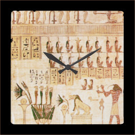 Beige antike ägyptische Hieroglypics Wall Clock Quadratische Wanduhr