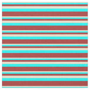Beige, Aqua und braune farbige Linien Stoff
