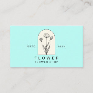 Beige Aquamarin Girly Dandelion Blume Florist Flor Visitenkarte