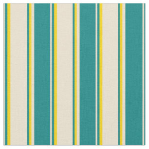 Beige, Aquamarine und gelbe Linienmuster Stoff