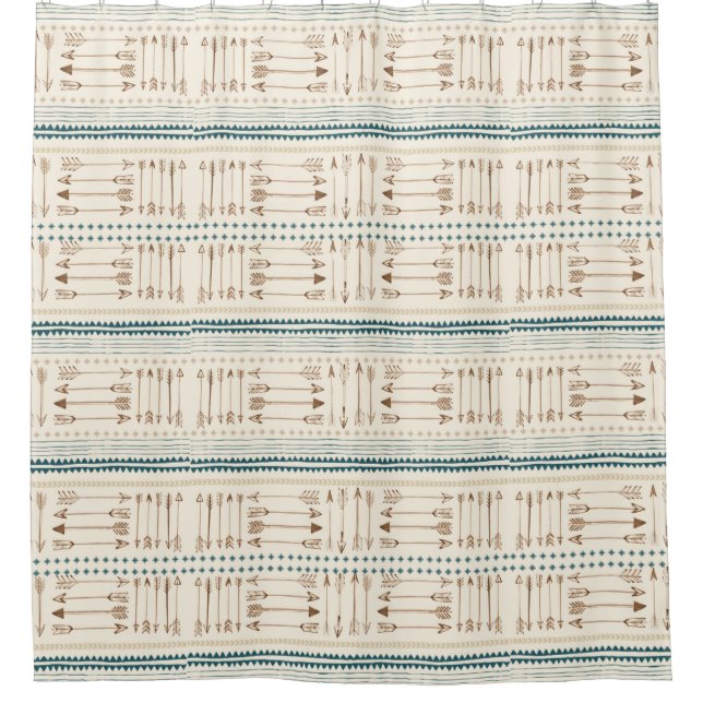 Beige aquamarines aztekische Stammes- Duschvorhang (Vorderseite)