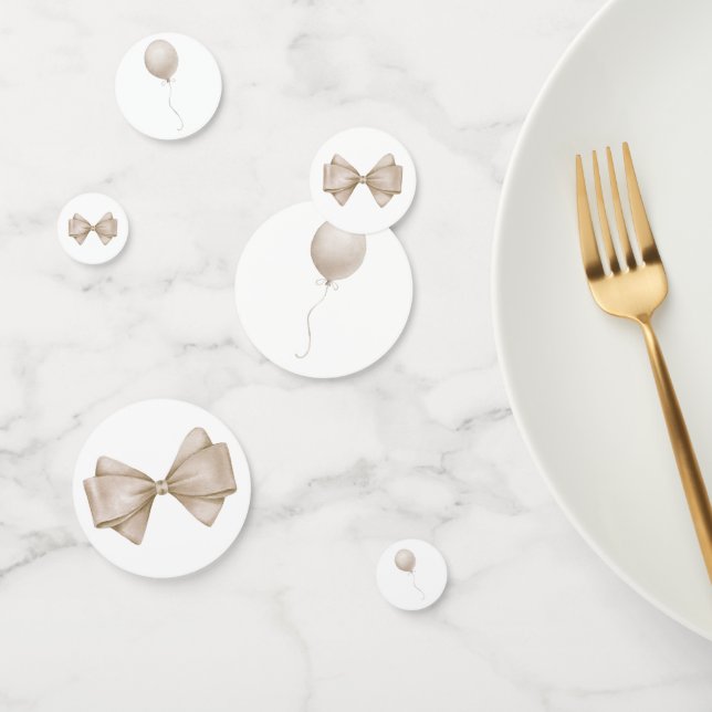 Beige Aquarell Bow & Balloon Konfetti (Gruppe)