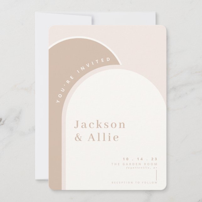 Beige Arch Boho Minimalistische Hochzeitseinladung Einladung (Vorderseite)