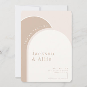 Beige Arch Boho Minimalistische Hochzeitseinladung Einladung