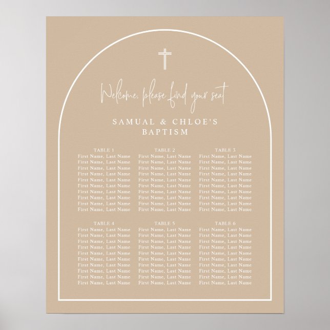 Beige Arch Minimal Gemeinsame Weihnachtssitzkarte Poster (Vorne)