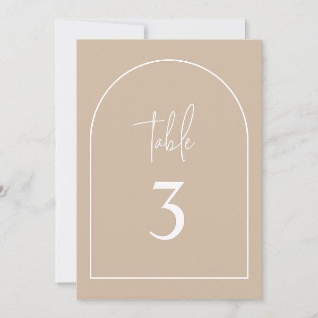 Beige Arch Minimum Baptism Table Number Einladung (Vorderseite)