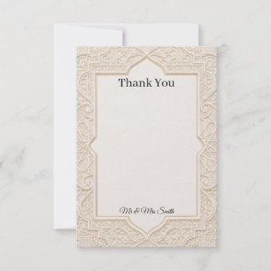 Beige Art Deco Hochzeit Dankeskarten Dankeskarte