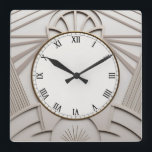Beige Art Deco Uhr - Stilvolle Abstrakte Linien<br><div class="desc">"art Deko clock",  "art nouveau clock",  "white creme light beige",  "1920s geometric symmetric lines",  "stilvoll eleganter 1920er Style",  "smart gray luxy",  "retro Vintag luxuriöse antique",  "elegantes Linienmuster Design",  "glamouröse glam quadratische Uhr",  "klassierter klassischer neutraler Glamour ""</div>