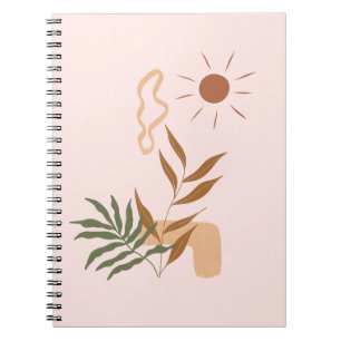 Beige Ästhetische Abstrakte Blume Botanische Kunst Notizblock