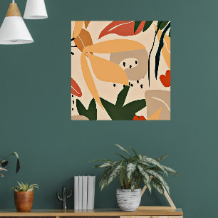 Beige Ästhetische tropische Muster Poster