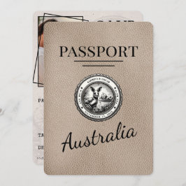 Beige Australia Passport Save the Date