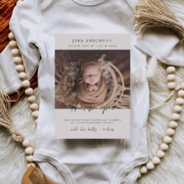 Beige Baby Birth Photo Thank You Postcard Postkarte