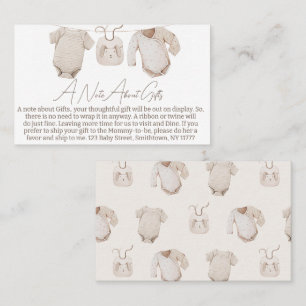 Beige Baby Kleidung Babydusche Beilage Beilage Bei Visitenkarte