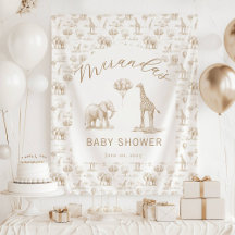 Beige Baby Shower Banner Safari Toilette