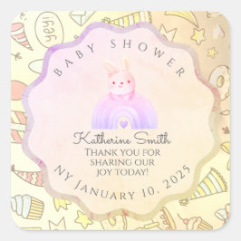 BEIGE babyshower Adorable cute Celebration Quadratischer Aufkleber