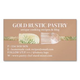 Beige-Bäckerei-Gebäck-Koch Backutensilien Magnetische Visitenkarte