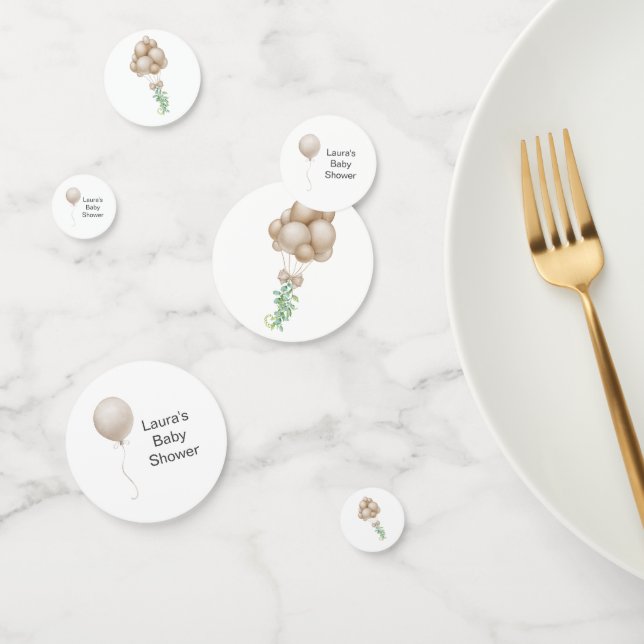 Beige Balloons Babydusche Konfetti (Gruppe)