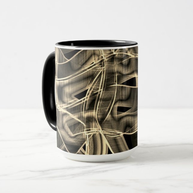 Beige bandförmige Kurven, kontrastierende Reliefli Tasse (Vorderseite Links)