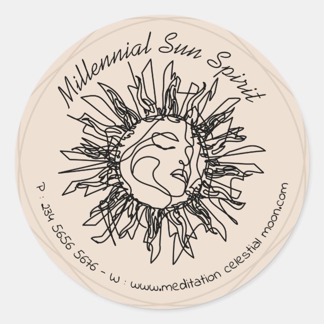 Beige Beauty Feminine Wellness-Center Makeup Sun Runder Aufkleber (Vorderseite)