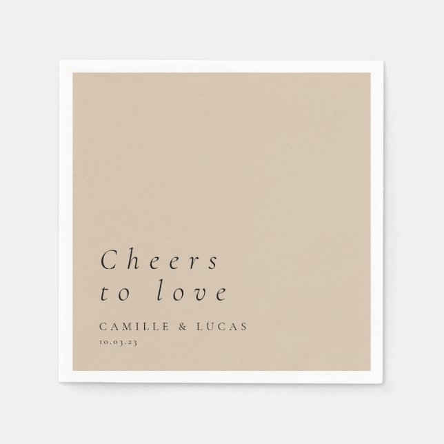Beige Beige für Liebe Personalisierte Hochzeit Serviette (Vorderseite)