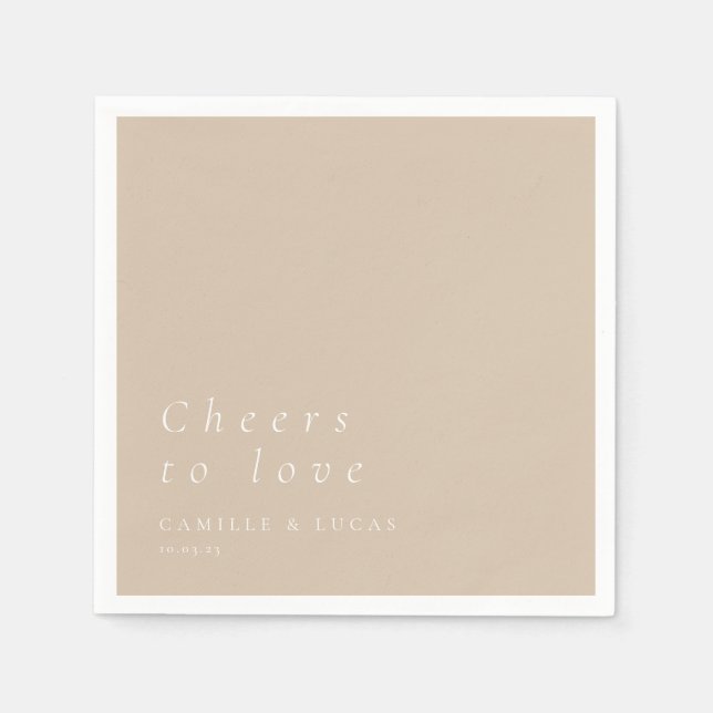 Beige Beige für Liebe Personalisierte Hochzeit Serviette (Vorderseite)