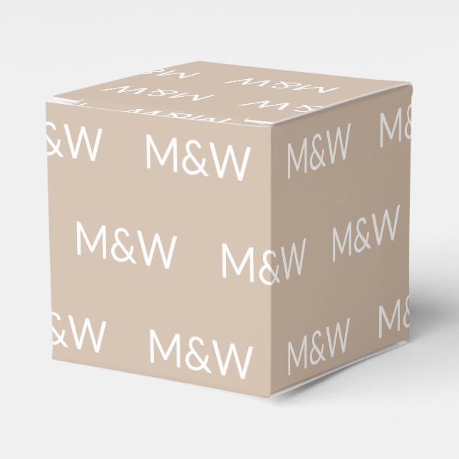 Beige Beige-Geschenke mit weißem Monogramm anpasse Geschenkschachtel (Vorderseite)