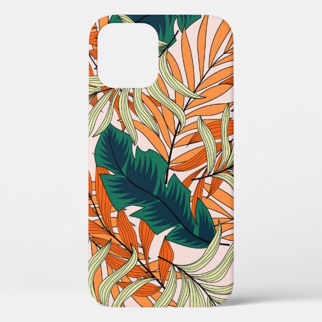 Beige beige tropische Blätter, nahtlos. Case-Mate iPhone Hülle (Rückseite)