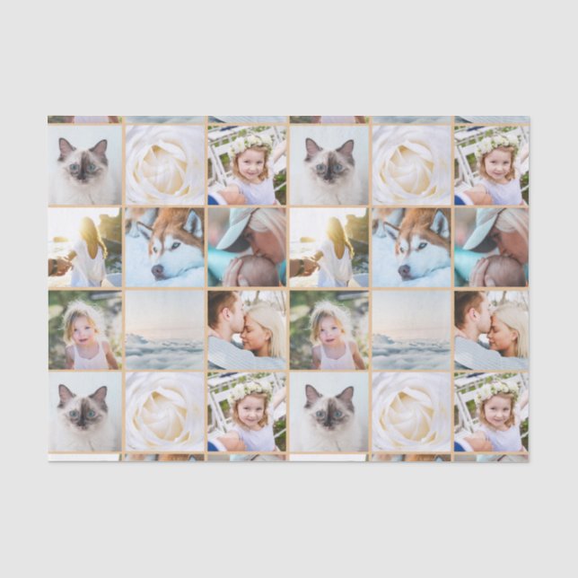 Beige | Benutzerdefinierte Grid-Collage für Ihr Fo Seidenpapier (Vorderseite)