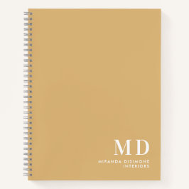 Beige berufliche Monogramm-Initialen Notizbuch