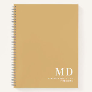 Beige berufliche Monogramm-Initialen Notizbuch