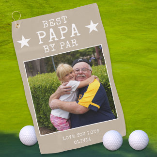 Beige Best Papa von Par Foto Personalisierter Opa Golfhandtuch