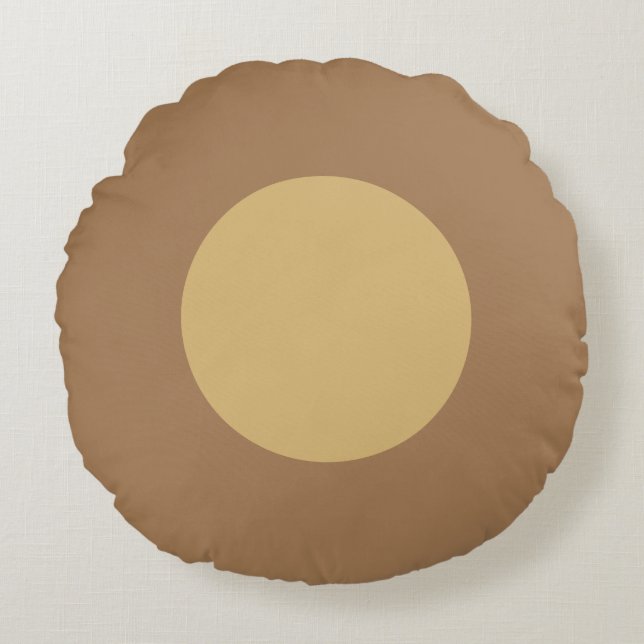Beige Big Dot Rundes Kissen (Vorderseite)