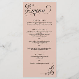 Beige & Black Calligraphy Wedding Reception Menu Menükarte