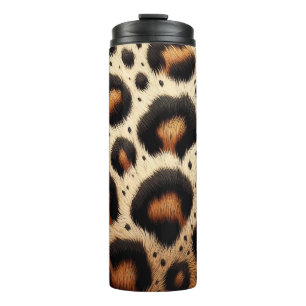 Beige & Black Cheetah Fell Tierdruck Punkte  Thermosbecher