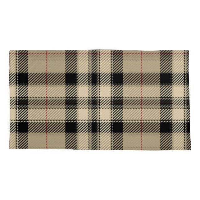 Beige Black Kariert Pair King Kissenbezug (Rückseite-Links)
