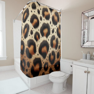 Beige & Black Leopardenfell-Tierdruck-Punkte Duschvorhang