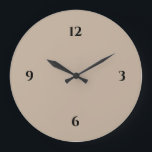 Beige & Black Minimalist Large Clock Große Wanduhr<br><div class="desc">Modern clock features a minimalist design in a beige and black color palette. A simple plain design with black numbers on a beige background. A modern, neutral addition to your kitchen, living room or office wall, a thoughtful modern office gift or modern home gift for any occasion. You can customize...</div>