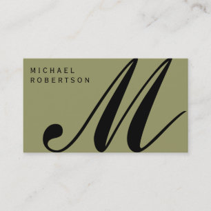 Beige Black Monogram Minimal Business Card Visitenkarte