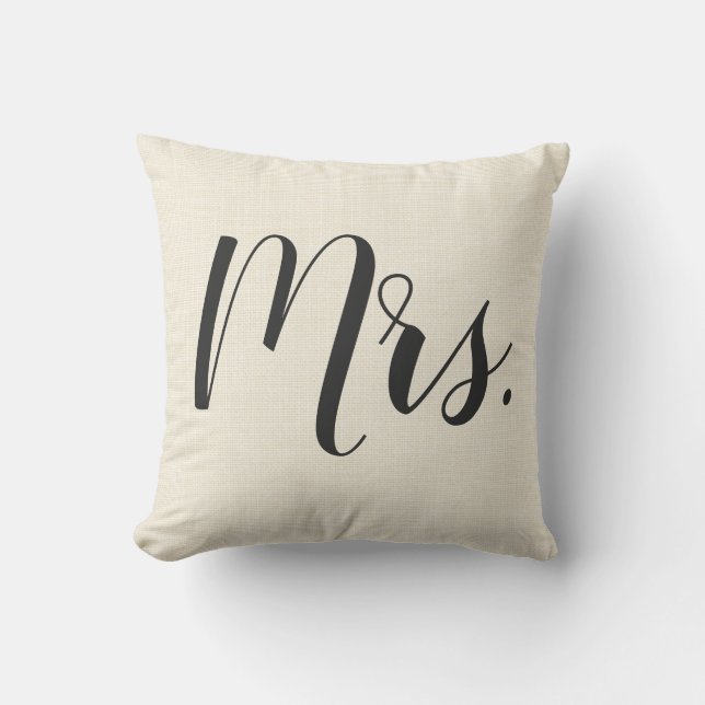 Beige Blanc Mme. | M.&Mme Mariage Lance Oreiller (Recto)