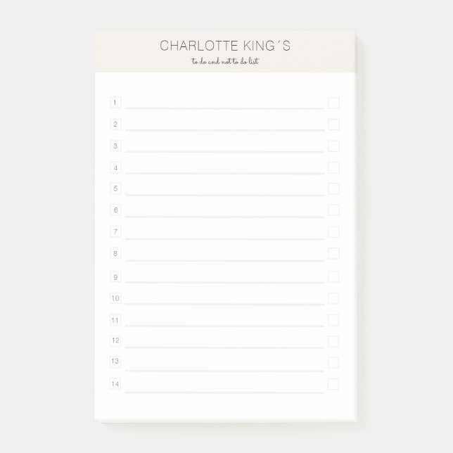Beige blanc post-it moderne personnalisable Notes (Devant)