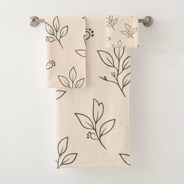 Beige-Blatt-Badehandtücher-Set Badhandtuch Set (Insitu)