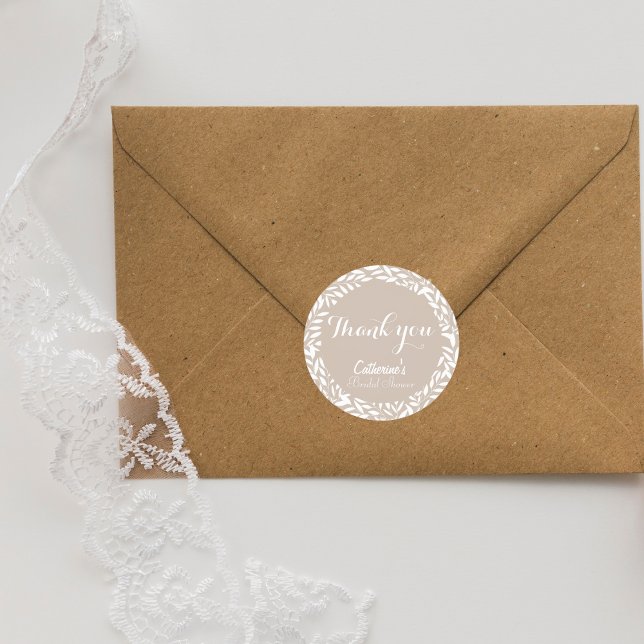 Beige Blätter Brautparty Runder Aufkleber (Von Creator hochgeladen)