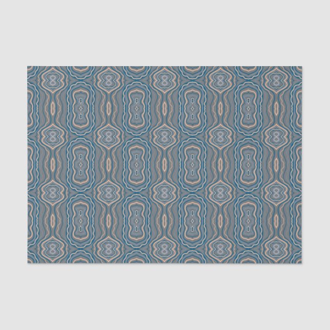 Beige blau-graue Muster Seidenpapier (Vorderseite)