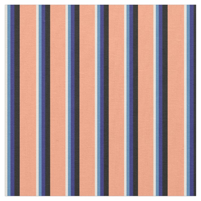 Beige, Blau, Midnight Blue, Black & Light Lachs Stoff (Nahaufnahme)