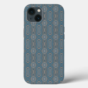 Beige Blau Und Grau Alternierendes Musterdesign iPhone Hülle
