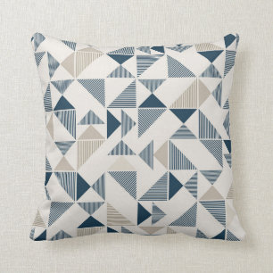 Beige Blaue geometrische Formen Kissen