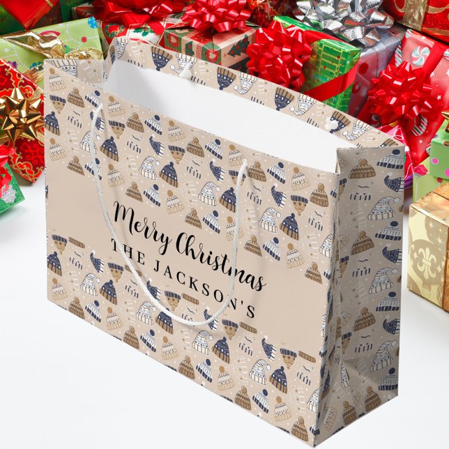 Beige blaue Strickmode für normale Weihnachtszeit Große Geschenktüte (Von Creator hochgeladen)