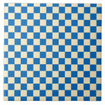 Beige   Blauer Karo Prüfpappmuster Fliese<br><div class="desc">Beige   Blauer Karo Schachbrettmuster Keramik Kachel</div>